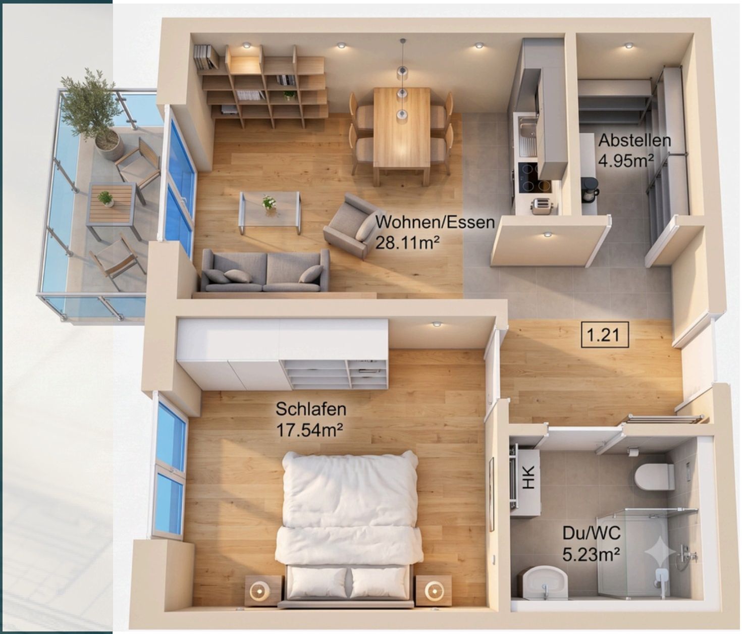Grundriss 2-Zimmer-Wohnung